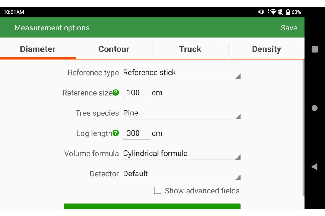 Enter measurement data